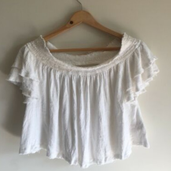 Free People Ivory Santorini Off The Shoulder top - Picture 2 of 8